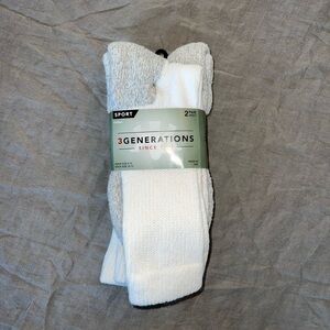 3 Generations 2 Pair White and Gray Long Socks Extra Cushion NWT